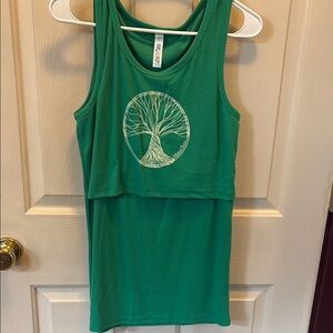 Latched Mama Teal Sleeveless Top with Tree Design